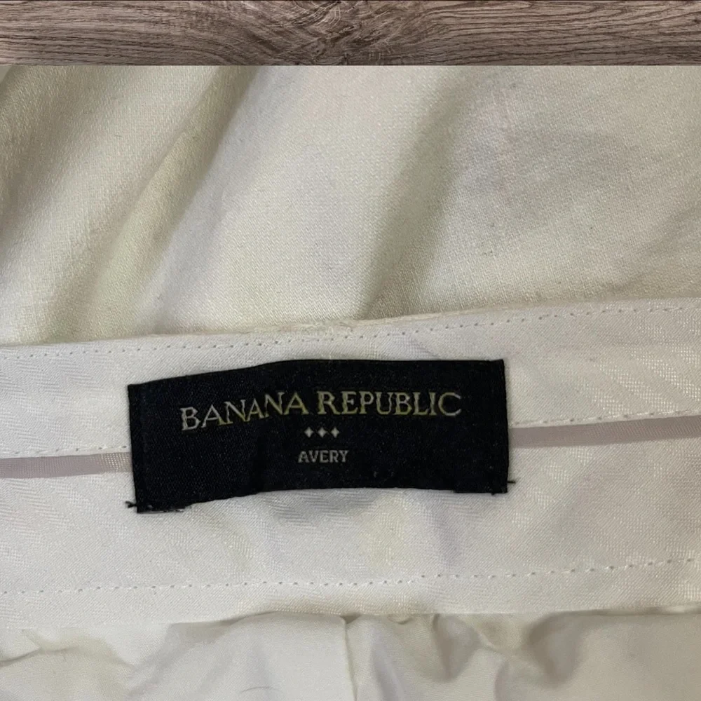Banana Republic Avery Linen Cotton‎ Straight Leg Pants Cream Off White Size 4